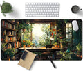 Green Plant Lovers Cute Desk Mat, Kawaii Desk Pad XXL Large Extended Lofi Mouse by TENG+DA+QING