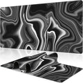 Black and White Marble Desk Mat, Large Marble Ink Texture Gaming Keyboard Mouse by NIYLYNSYN