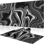 Black and White Marble Desk Mat, Large Marble Ink Texture Gaming Keyboard Mouse by NIYLYNSYN