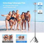ATUMTEK 60" Selfie Stick Tripod, All in One Extendable Phone Tripod Stand - Image 4