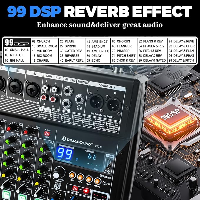 6-Channel Professional Audio Mixer, FX-6usb Mixing Console - Image 2