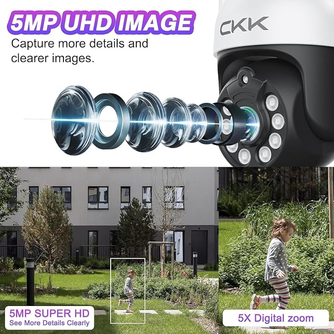 CKK Wireless Security Camera System: 4 Outdoor 5MP PTZ Cameras - Image 4
