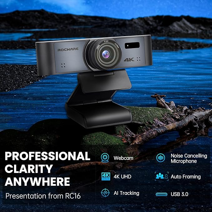 ROCWARE 4K Webcam with Remote, RC16 Computer Camera with Microphone, 1080p - Image 8