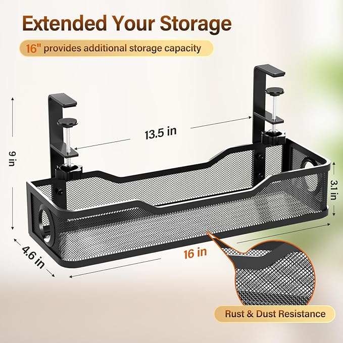 Under Desk Cable Management Large, Cinati 16" Cable Management Box - Image 6