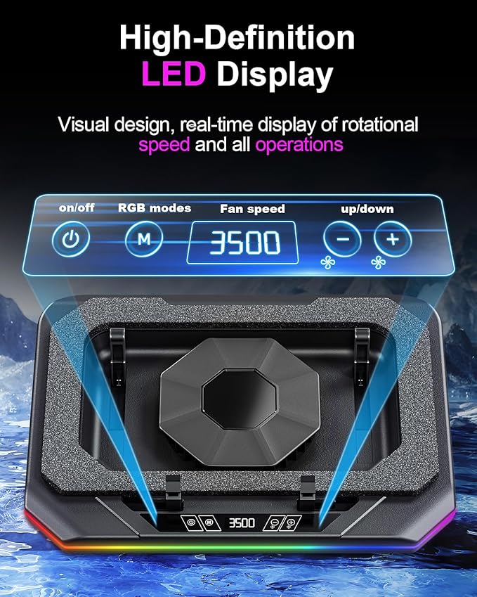MOUNT PRO Gaming Laptop Cooling Pad, RGB Laptop Cooler Stand - Image 5