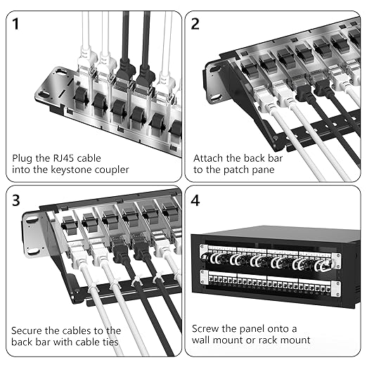 Jadaol 24 Port Shielded Patch Panel Rack or Wall Mount 19-Inch, 1U Cat6A - Image 7