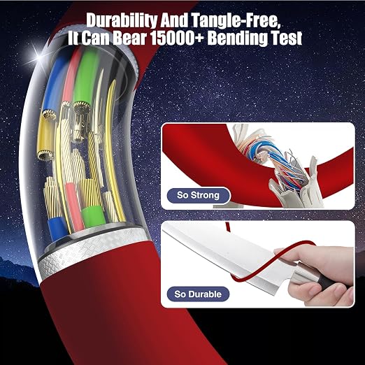 3-Pack Red 60W USB C to USB C Cable, Type C Fast Charging Cable - Image 4