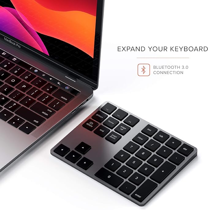 Satechi Bluetooth Extended Numeric Keypad, Slim Rechargeable 34-Key Numberpad - Image 2