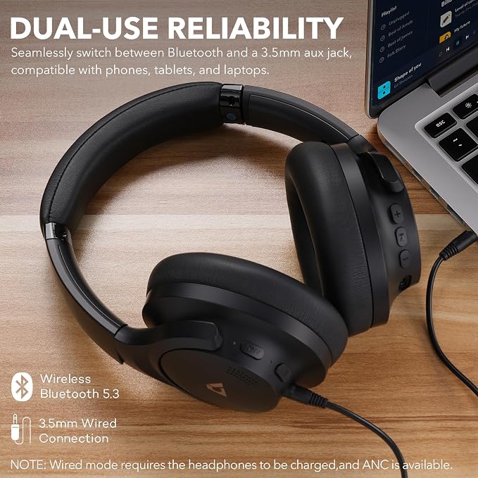 1Mii Y8 Active Noise Cancelling Headphones, Wireless Headphones Over Ear - Image 8