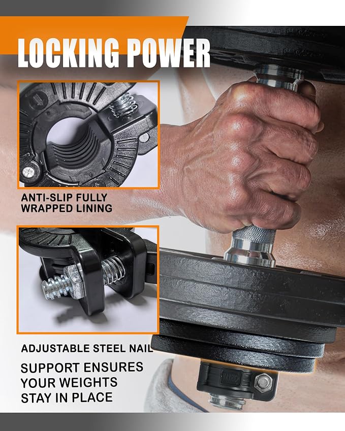 MAXRICH T Barbell Clamp 1 inch Multiple Sizes & Adjustable Weight Clips - Image 3