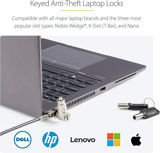 StarTech.com 25-Pack Universal Laptop Lock 6.6ft, Master Keyed Security Cable - Image 2