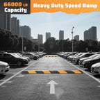 Rengue Rubber Speed Bumps 2-Pack 39.3'' Black Yellow Dual-Channel Driveway - Image 3