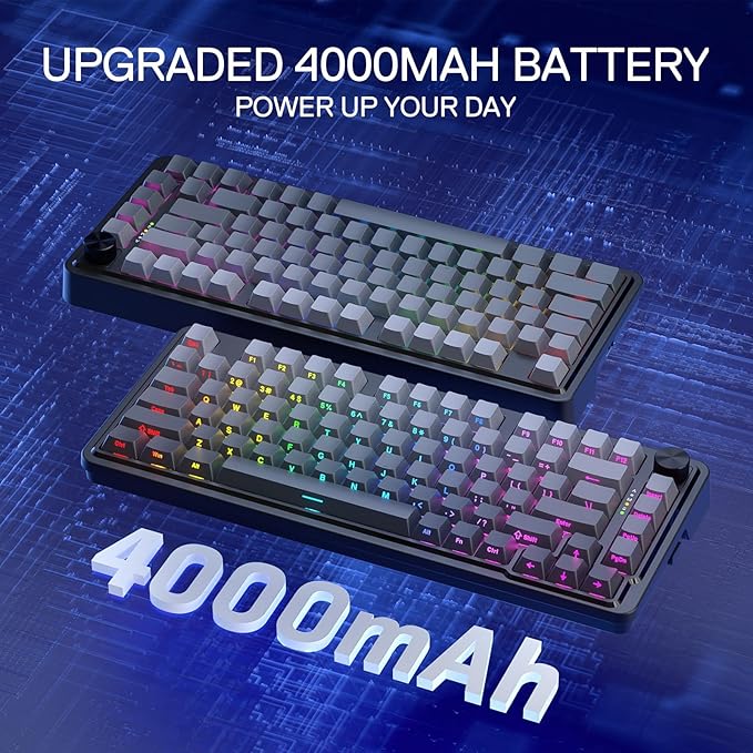 Redragon K673 GB 75% Wireless Gasket RGB Gaming Keyboard, 3-Modes 81 Keys PBT - Image 8