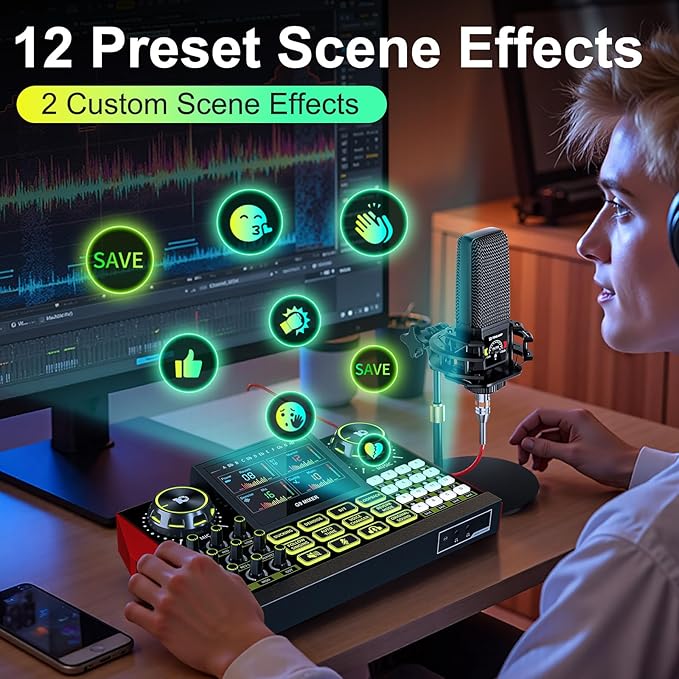 Podcast equipment bundle with live sound card audio mixer, podcast equipment - Image 7