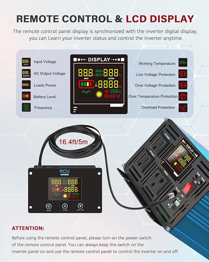 2000 Watt Inverter Pure Sine Wave DC 24V to 110V/120V AC Power Inverters - Image 4
