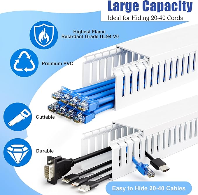 ZhiYo 2x2in Professional Server Rack Cable Management Raceway, 78in Cable - Image 3