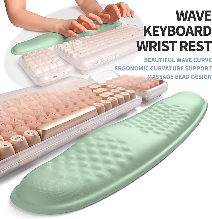 2-in-1 Ergonomic Set, Wave Keyboard Wrist Rest and Massage Slope Mouse Pad - Image 2