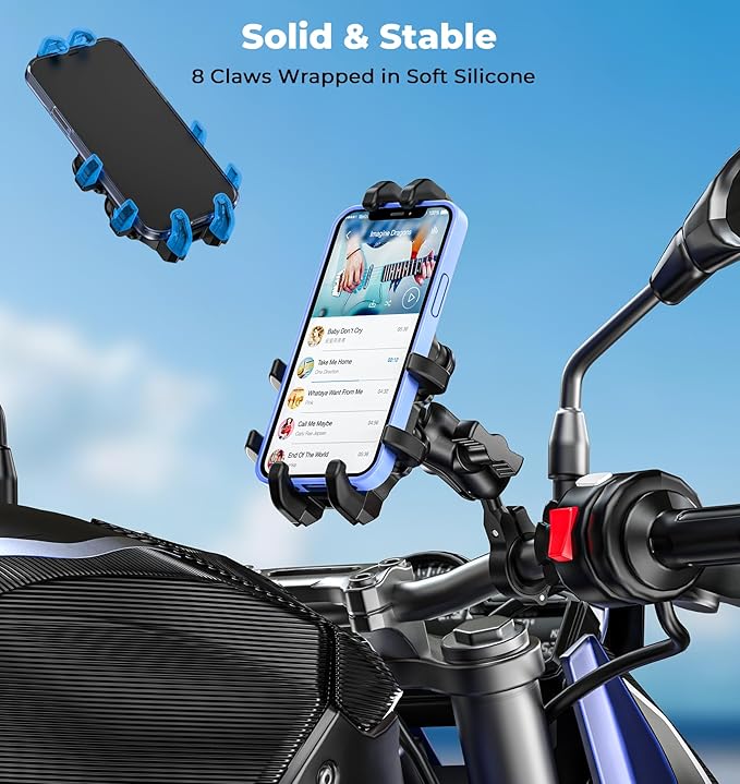 Motorcycle Phone Mount with Vibration Dampener, Anti-Shake Bike Phone Holder - Image 3