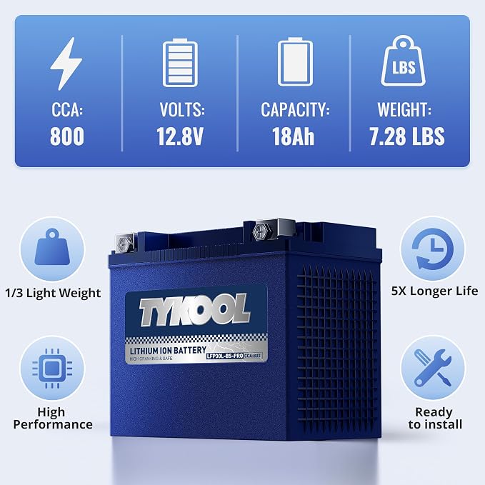 TYKOOL YIX30L/YTX30L-BS High Performance LiFePO4 Lithium Motorcycle Battery - Image 5