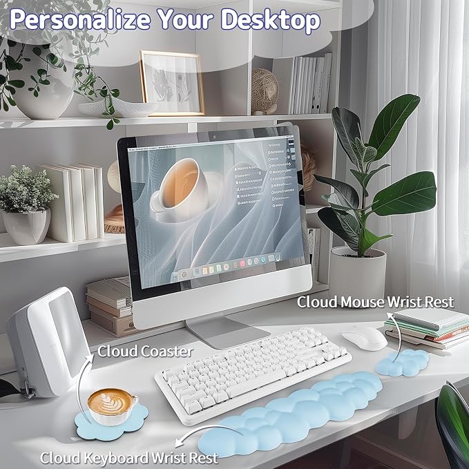 Cloud Wrist Rest Keyboard, Cloud Keyboard Wrist Pad Set - Image 2