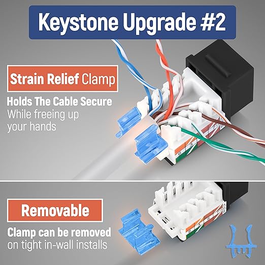 Everest 45° Angled RJ45 Cat5e Keystone Jacks 20-Pack in Black - Image 4