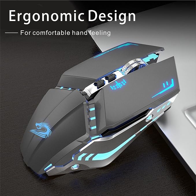 TENMOS T12 Wireless Gaming Mouse Rechargeable, 2.4G Silent Optical Wireless - Image 6