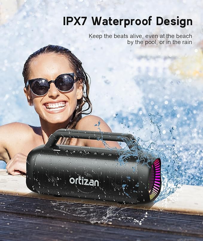Ortizan Portable Bluetooth Speaker Loud, 80W Peak, Bass Up, 20H Playtime - Image 3