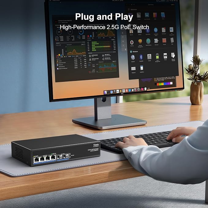 6-Port 2.5G PoE Switch Unmanaged, 4X 2.5GBase-T PoE Ports, 2X 10Gbps SFP - Image 8