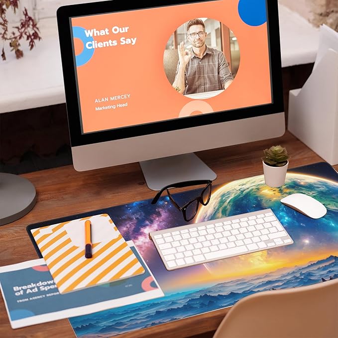 Desk Mat, Galaxy Earth Planet Desk Pad, Science Fiction Cosmic Large Gaming - Image 5