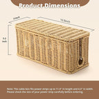 Handmade Cable Management Box Brown, Imitation Rattan Cord Organizer Cord Hider - Image 3