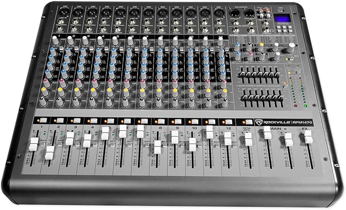 Rockville RPM1470 6000W Peak 14-Channel Powered Mixer, 750W RMS x 2 at 4 Ohm by Rockville