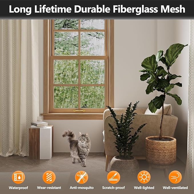 Window Screen Door Repair Kit, Durable Fiberglass Mesh Roll - Image 5