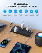 TROND Surge Protector Power Strip 15 ft, Flat Plug Extension Cord - Image 2
