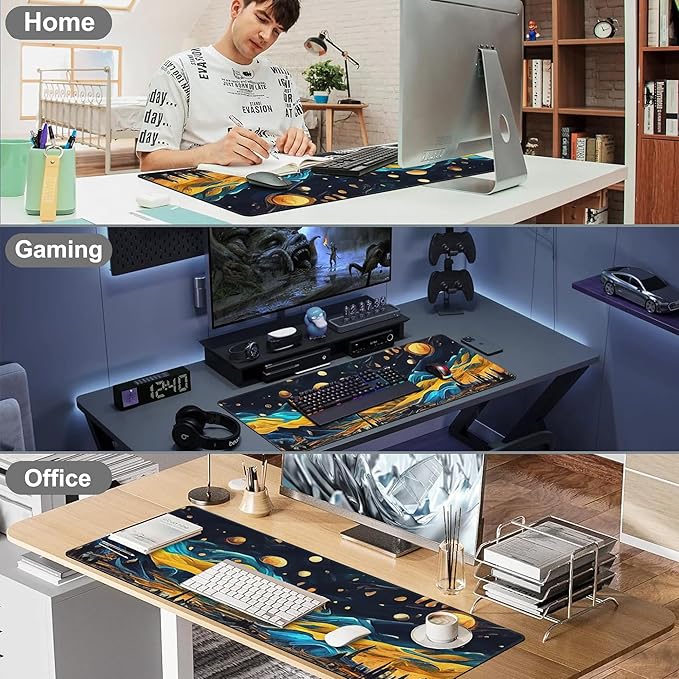 The Starry Night Desk Mat, Large Vincent Van Gogh Oil Painting Gaming Keyboard - Image 7