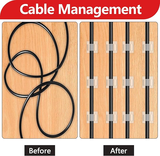 100PCS Cable Clips, Adhesive Wire Clips Organizer Cord Clips Management - Image 6