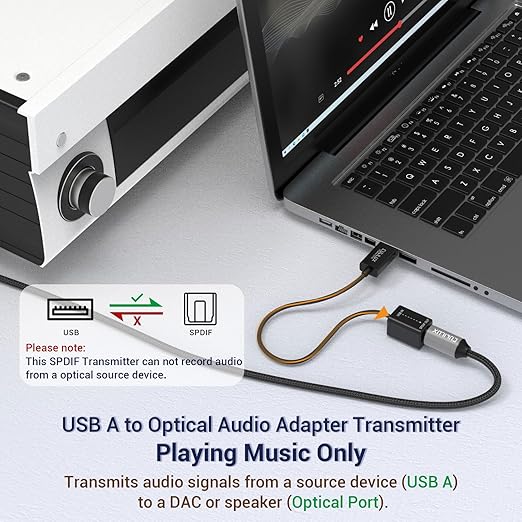 Cubilux USB A to TOSLINK Optical Audio Adapter, Unidirectional USB Type A to - Image 4