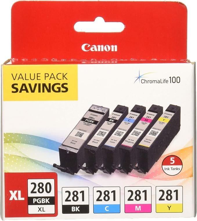 Canon PGI-280XL/CLI-281 5 Color Pack Compatible to TR8520, TS9120 Series - Image 2