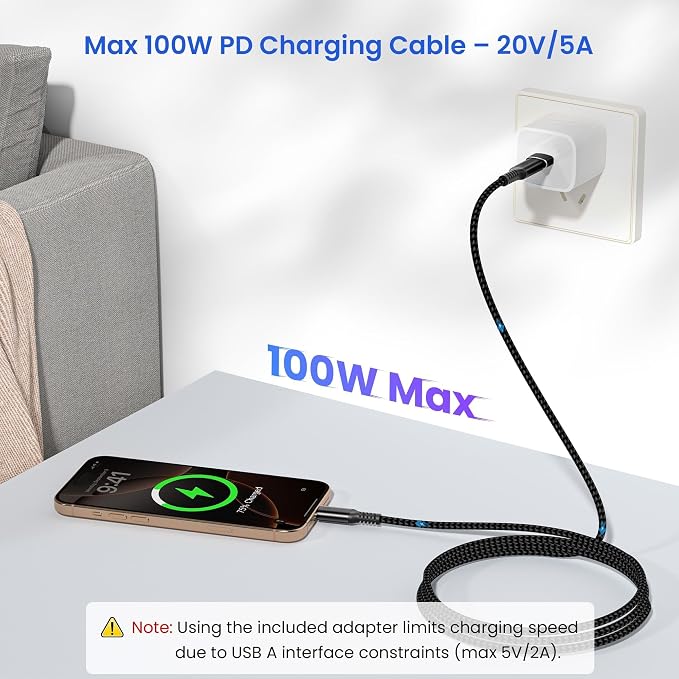 Elebase USB Type C to C 100W Cable 10FT - Image 3