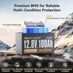 Power Queen Upgraded 12.8V 100Ah Auto-Heating Lithium Battery, Built-in 100A BMS - Image 3