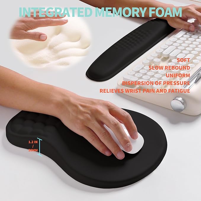 2-in-1 Ergonomic Set, Wave Rise Keyboard Wrist Rest and Massage Bulge Slope - Image 4