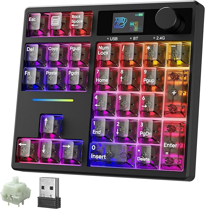 BOYI TD31Pro Gaming Keyboard, Mini Mechanical Numpad, BT5.0/2.4G/Type-C by BOYI