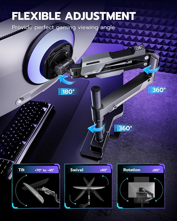 ARES WING Single Monitor Mount, Ultrawide Monitor Arm - Image 5