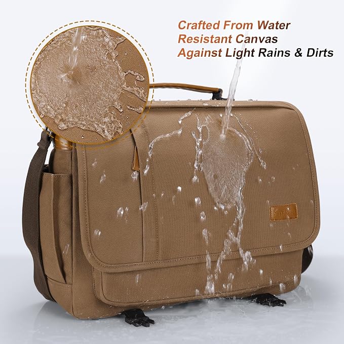 ESTARER Messenger Bag 17-17.3 Inch, Men's Computer Bag Water-resistant Canvas - Image 6