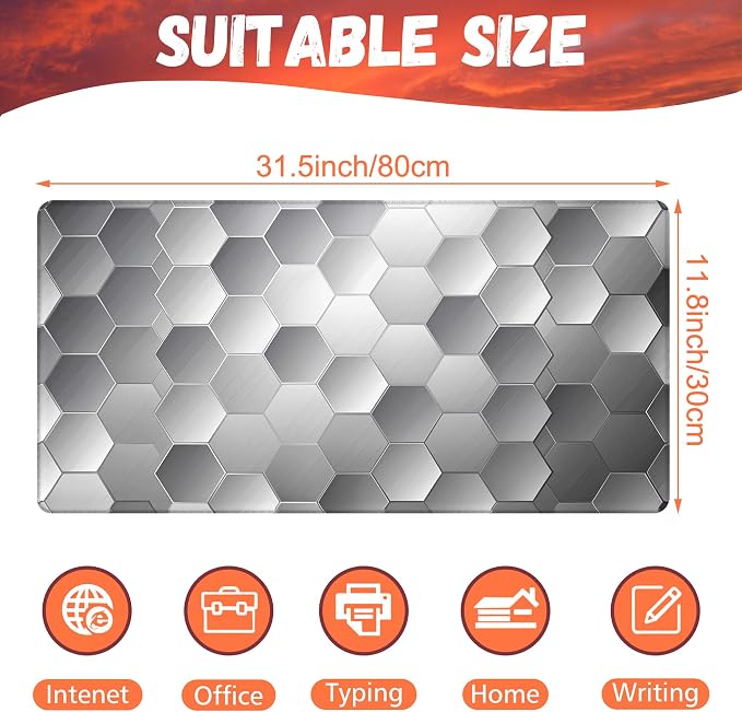 Large Gaming Mouse Pad for Desk, Sci-Fi Honeycomb Desk Pad, 31.5"x15.7" - Image 2