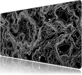 Black with White Topographic Line Large Mouse Pad, Gaming Keyboard Desk Pad by BAHDSISFA