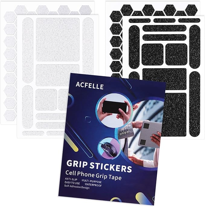 4Pack Phone Grip Tape, Finger Grip Stickers Decal Waterproof Pre-Cut Non Slip by ACFELLE