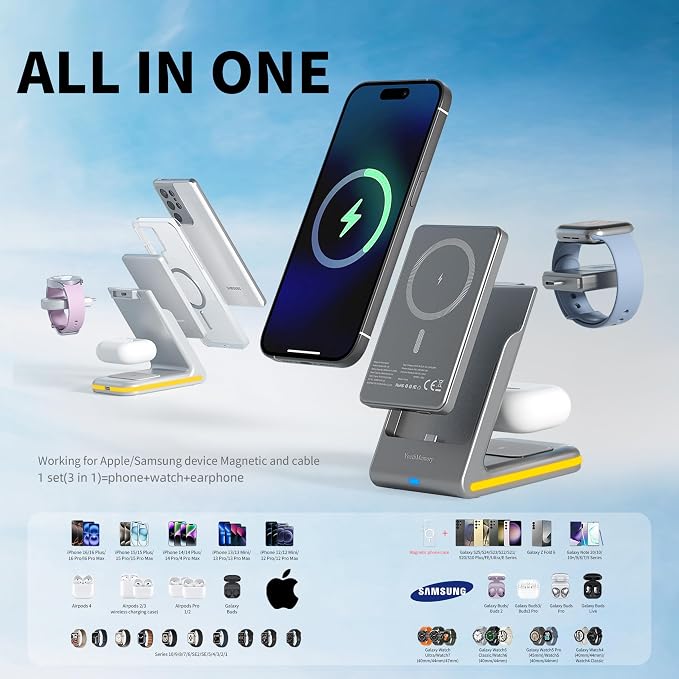 Wireless Charger 5 in 1 Magnetic Charging Station Stand - Image 2
