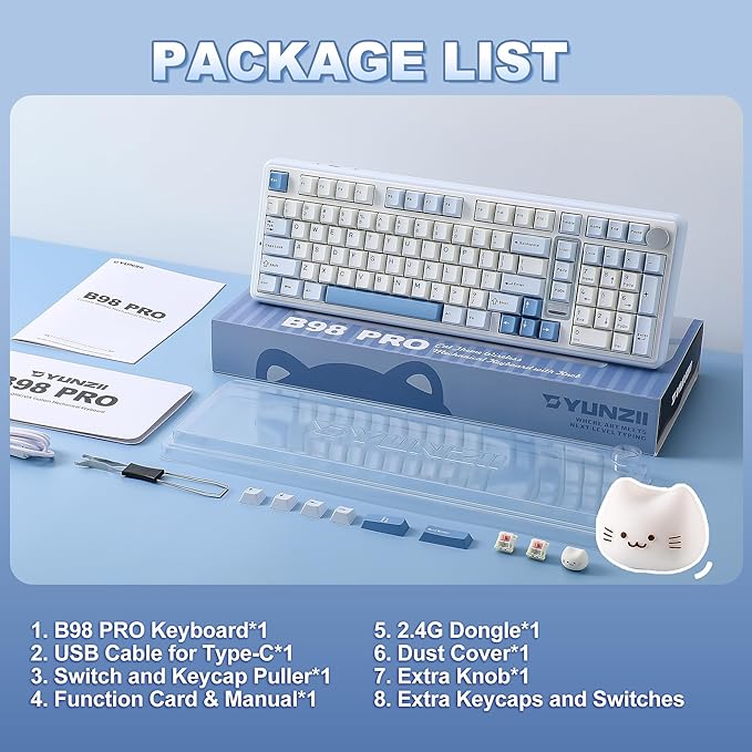 YUNZII B98 PRO QMK/VIA Wireless Mechanical Gaming Keyboard, 96% Layout - Image 9