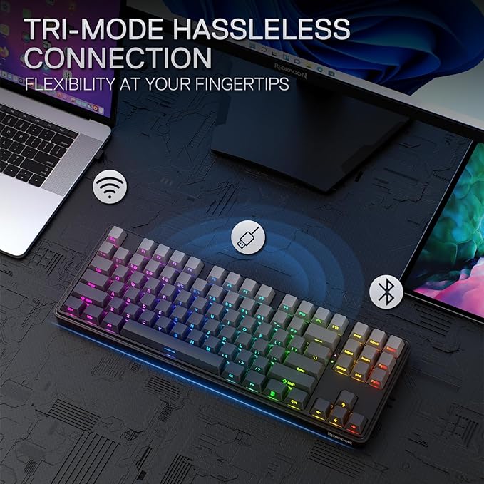 Redragon K707 PRO GB 80% Gasket RGB Gaming Keyboard, 3-Modes Wireless TKL - Image 7