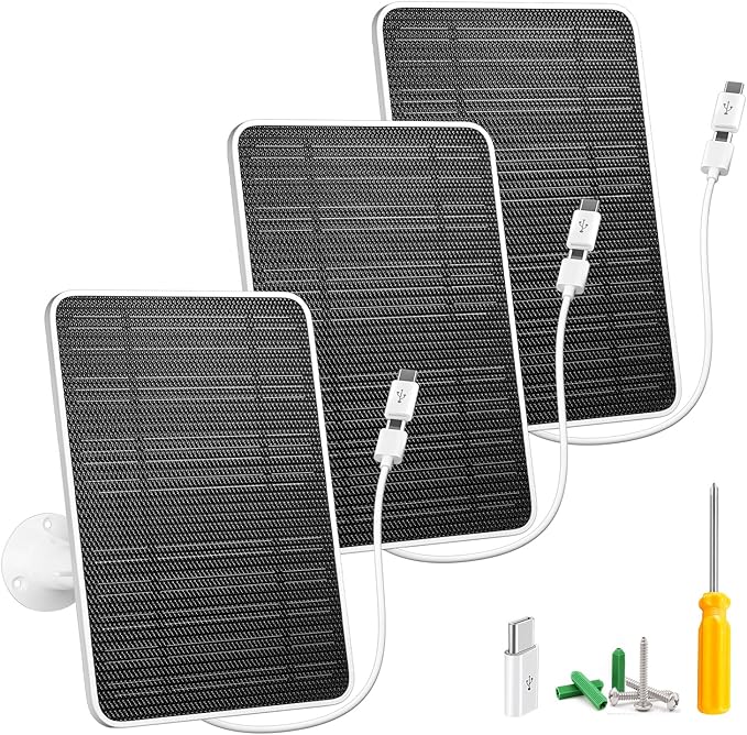 Solar Panel for Security Camera, 5W USB Solar Panel for DC 5V Security Camera by WININMETA